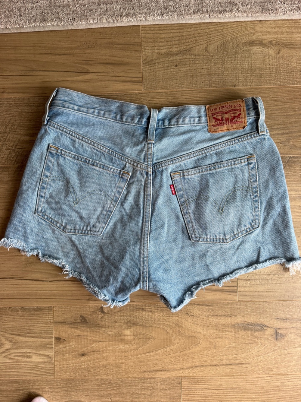 Levi's Light Wash Mid Rise Button-Fly Denim Shorts